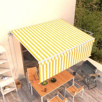 vidaXL Toldo Autom&aacute;tico Retr&aacute;ctil Con Persiana Amarillo Blanco 4x3 M Vidaxl