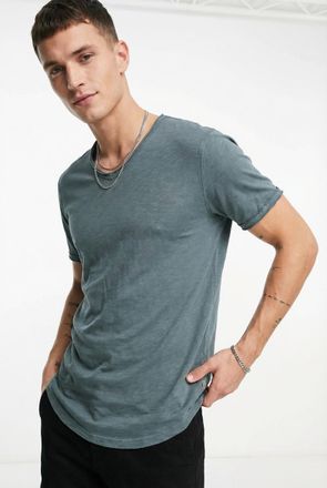 Only & Sons V-Shirt ONLY & SONS ONSBENNE LONGY V-NECK SS TEE NOOS, Herren, Gr. XXL, goblin blau, Single Jersey, Obermaterial: 100% Baumwolle, unifarben, loose fit