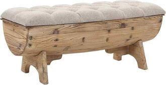 vidaXL Cassapanca In Legno Massello E Tessuto 103x51x44 Cm - Vidaxl