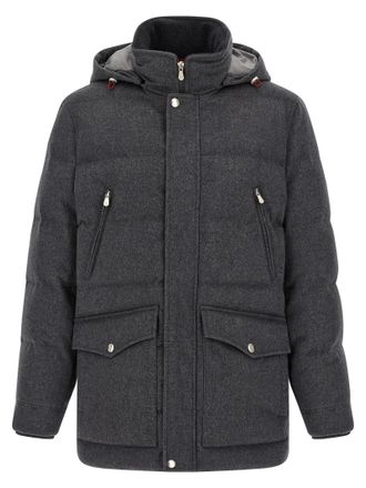 Brunello Cucinelli Gray Wool Mens Parka