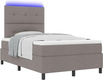 vidaXL vidaXL Box Spring Bed with Mattress & LED - Taupe - 120 x 200 cm - Fabric
