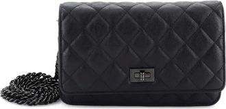 Chanel So Black Reissue 2.55 Wallet on Chain gewatteerde kalfsleren crossbodytas - Zwart