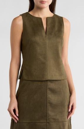 Max Studio Sleeveless Faux Suede Top in Sage at Nordstrom Rack, Size X-Large