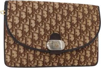 Dior Pre-owned Trotter Canvas Schoudertas - Dames - Vintage Clutch - Bruin - ONE Size - Vintage