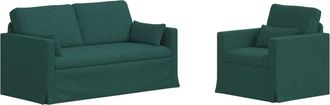 vidaXL Juego De Sof&aacute; 2 Uds. Verde Oscuro Tela Vidaxl