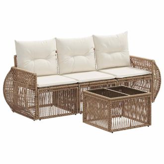 vidaXL Conjunto De Sof&aacute;s De Jard&iacute;n 4 Pcs Beige Y Blanco Crema Vidaxl