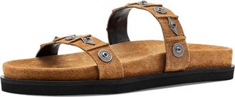 Free People Findings Footbed Womens Sandals Cognac Suede : EU 41 (US Womens 11) M, Leather/Synthetic