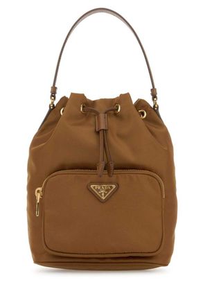 Prada Brown Logo Bucket Bag