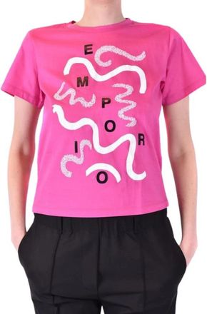 Emporio Armani T-shirt met korte mouwen - Dames - T-shirts - Roze - S - Katoen - Tops