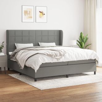 vidaXL Vidaxl - Cama Box Spring Con Colch&oacute;n Tela Gris Oscuro 200x200 Cm