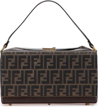 Fendi Pre-owned Womens Logo Pattern Handbag - Dark Brown Textile - One Size