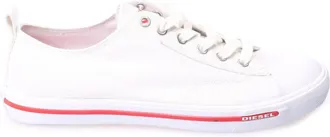 Diesel Heren S-Athos Canvas sportschoenen met streepdetail (Wit)