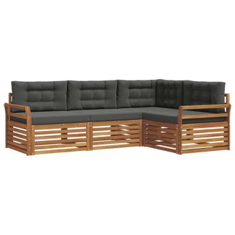 vidaXL Conjunto De Sof&aacute;s De Exterior 4 Pcs Natural Y Antracita Vidaxl