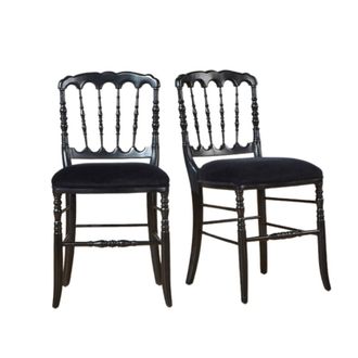 Robin des Bois Juego de 2 sillas de hevea y terciopelo negro
