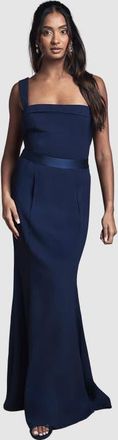 Coast Square Neck Satin Maxi Dress in Navy at Nordstrom, Size 12