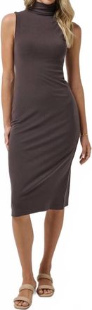 Travis Mathew Cloud Rib Mock Neck Dress In Coffee Grounds