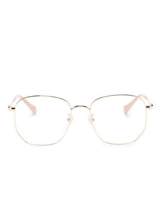 Gucci Occhiali tondi con placca logo - Oro