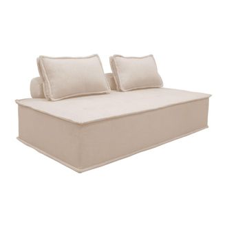 Sweeek Sof&aacute; modular en tela lisa, 2 plazas, crema
