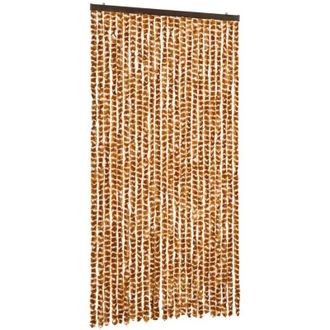 vidaXL Vidaxl - Cortina Antimoscas Chenilla Ocre Y Blanco 100x230 Cm