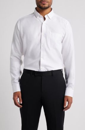 Johnston & Murphy Non-Iron Cotton Dobby Dress Shirt in White at Nordstrom, Size Xxx-Large