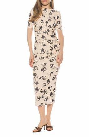 Alexia Admor Thoren Drapped Dress in Ivory Watercolor at Nordstrom Rack, Size X-Small