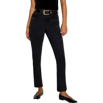 Good American Good Legs SoftTech Mid Rise Straight Leg Jeans in Black340 at Nordstrom Rack, Size 00