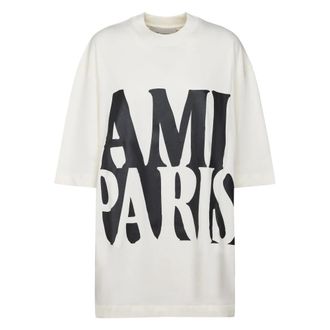 Ami T-Shirts, female, White, Size: XL Oversize Fit Short Sleeves Teeshirt