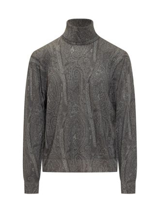 Etro Grey Paisley Regular Sweaters