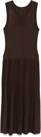 Joseph Geribbelde Midi Jurk - Dames - Casual kleedjes - Bruin - S - Rayon - Kleedjes