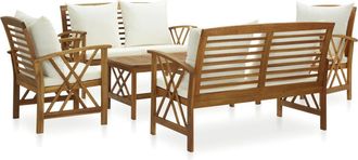 vidaXL Muebles De Jard&iacute;n 5 Piezas Con Cojines Madera Maciza De Acacia Vidaxl
