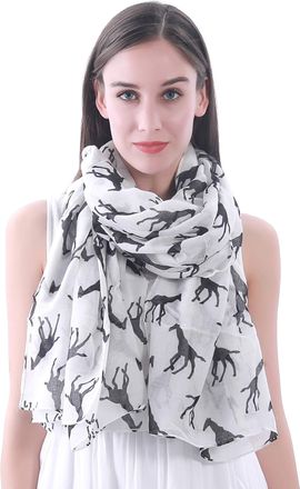 Lina & Lily Giraffe Animal Print Womens Scarf Oversized (White with Black)(Size: One Size)