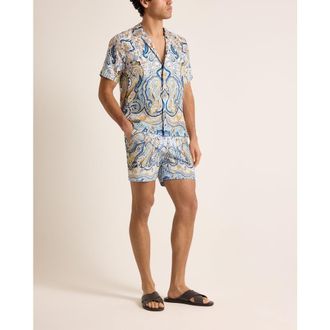 Orlebar Brown Maitan Silk Relaxed Fit Silk Fairground Shirt in Multi/blue at Nordstrom, Size Xxx-Large