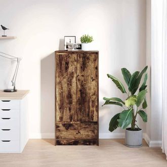 Berkfield Home Durable Cabinet with Drawer Smoked Oak 55.5x34x119.5 cm Engineere in Brown