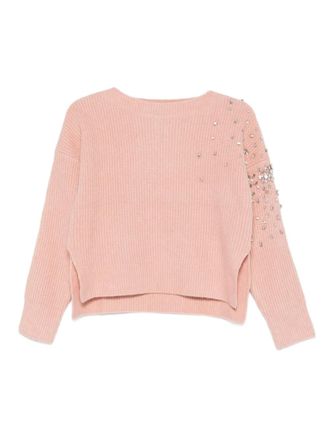 Liu Jo embellished sweater - women - Acrylic/Nylon/Wool/Elastane - L - Pink