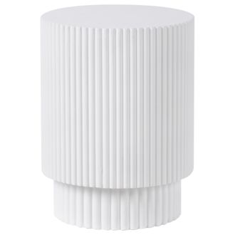Beliani Beliani - Mesa Auxiliar Acanalada Mgo Fibra De Vidrio Forma Redonda Resistente A Los Rayos Uv Manchas &Oacute;xido Agua Y Viento Blanco Biccari