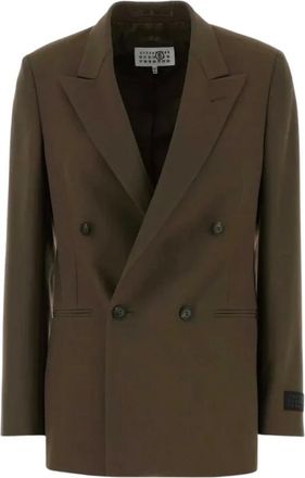 Maison Margiela Giacca doppiopetto in gabardine - - Jackets - Donna - Marrone - S