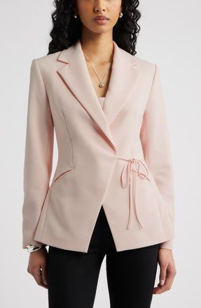 Open Edit The Icon Side Tie Blazer in Pink Peony Bud at Nordstrom, Size Xx-Small