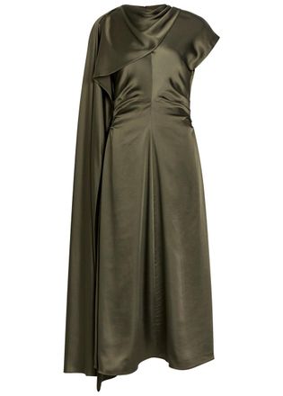 SIMKHAI Jacka Cape Satin-crepe Midi Dress - Green - 10 (UK14 / L)