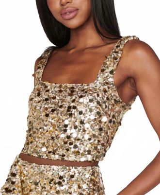 Show me your Mumu Mixer Sequin Top In Gold Metallic