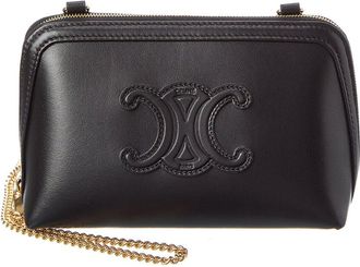 Celine Celine Triomphe Leather Clutch On Chain