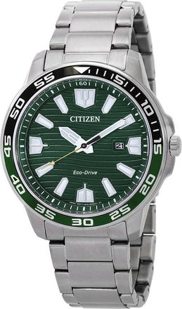 Citizen Eco-Drive Green Dial Stainless Steel Mens Watch AW1526-89X
