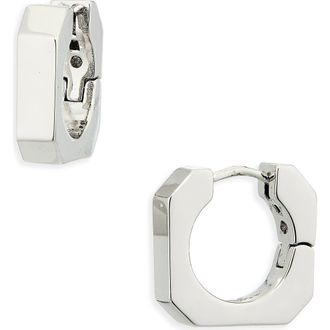 AllSaints Square Hexagonal Huggie Hoop Earrings in Rhodium at Nordstrom Rack