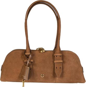 Pinko Bowling Baguette Big Vitello - Dames - Schoudertassen - Bruin - ONE Size - Katoen - Tassen