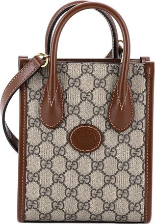 Gucci Interlocking G Patch Tote Gg Coated Canvas Mini (Authentic Pre-Loved)