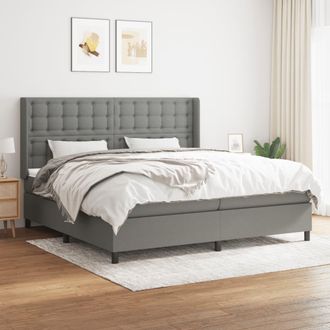 vidaXL Vidaxl - Cama Box Spring Con Colch&oacute;n Tela Gris Oscuro 200x200 Cm