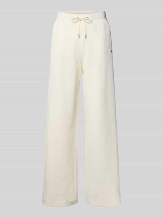 Guess Wide Leg Sweathose mit Strukturmuster Modell PEONY in Offwhite, Gr&ouml;&szlig;e XL