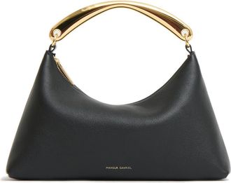 Mansur Gavriel Rhea Metal Handle Leather Bag in Black at Nordstrom