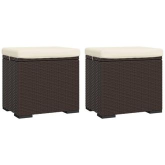 vidaXL Otomana Con Cojines 2 Uds Marr&oacute;n Rat&aacute;n Sint&eacute;tico 40x30x40 Cm Vidaxl