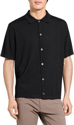 Theory Button-Down in Regal Wool Button-Up Shirt in Black - 001 at Nordstrom, Size Xx-Large