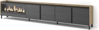 Skraut Home Skraut Home - Mueble Tv, Televisi&oacute;n, Muebles De Sal&oacute;n, Almacenaje, 315x35x61cm, Para Tv Hasta 80, Chimenea El&eacute;ctrica Xxl, Dise&ntilde;o Industrial, Estilo Mo